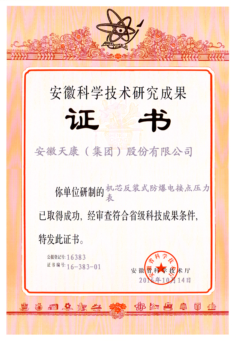 機(jī)芯反裝式防爆接點(diǎn)壓力表